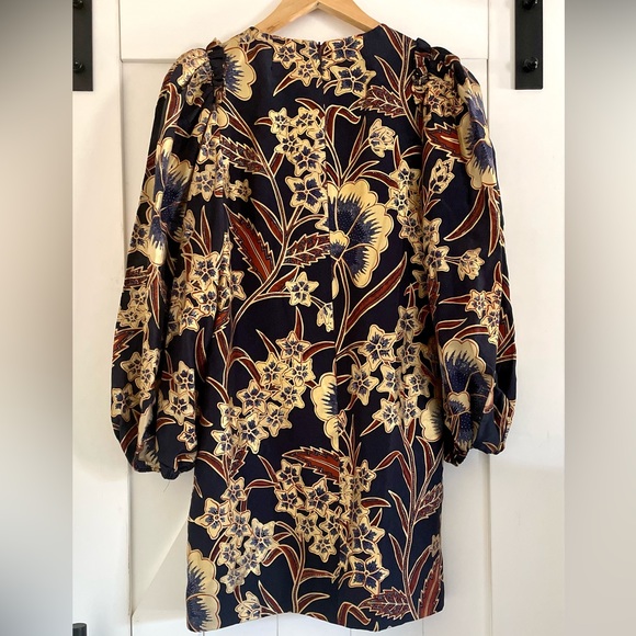 ULLA JOHNSON FLORAL-PRINTED SILK CLAUDINE MINI DRESSS Size 2 - Picture 7 of 8